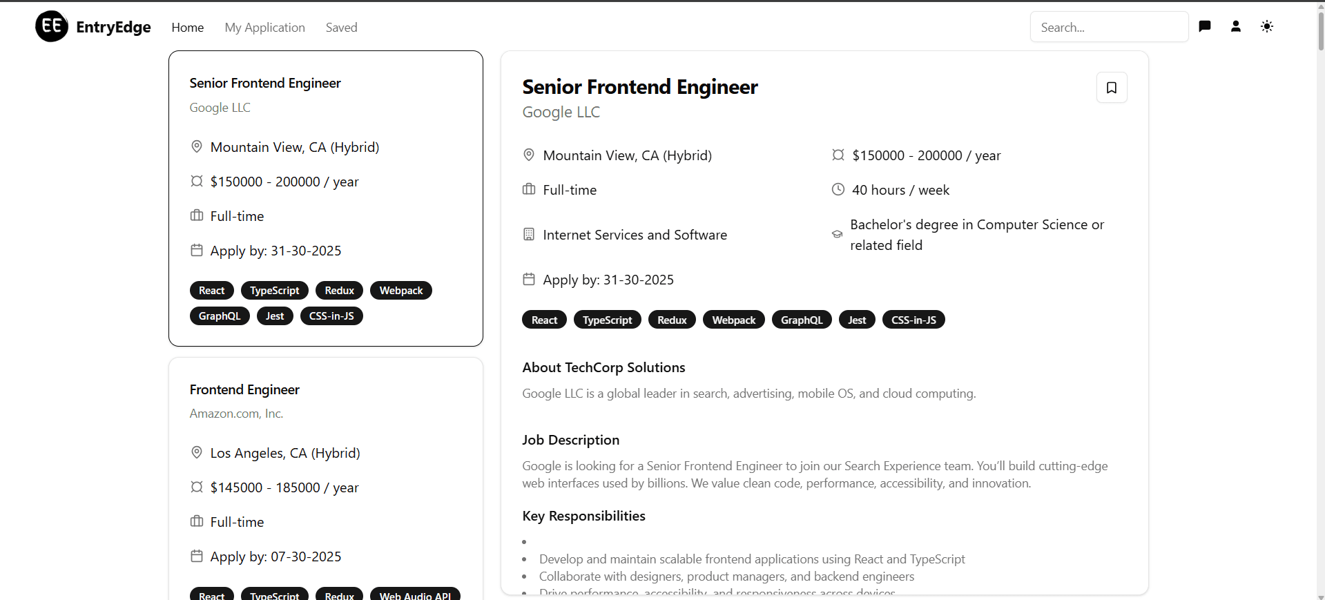 Screenshot of EntryEdge